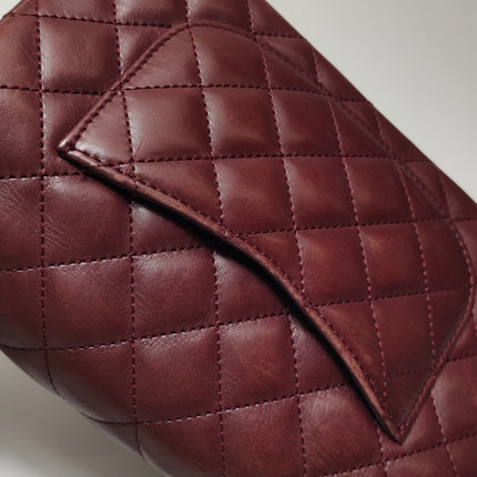 Chanel Rock The Corner Mini Flap Bag Burgundy Calfskin Leather Gold Hardware Corners 2017-18