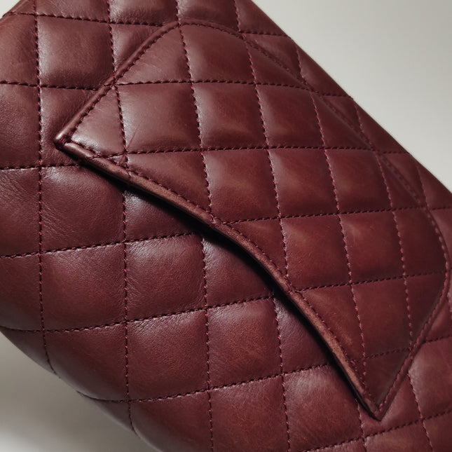 Chanel Rock The Corner Mini Flap Bag Burgundy Calfskin Leather Gold Hardware Corners 2017-18