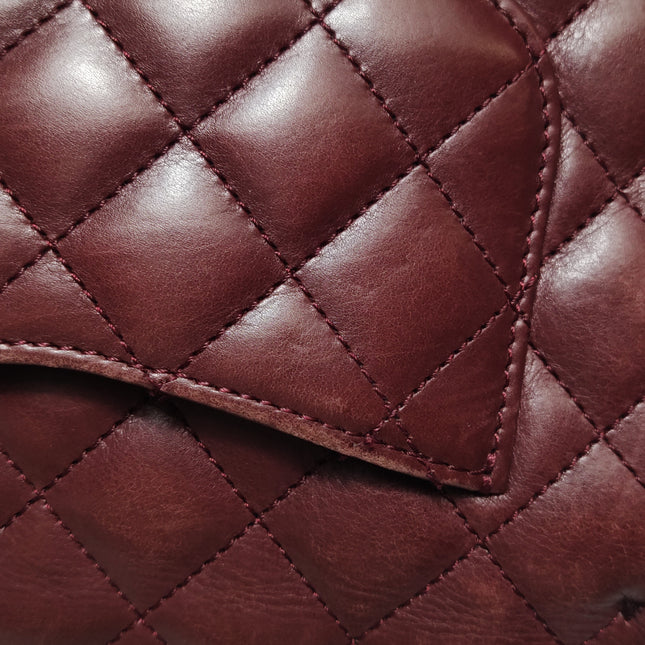 Chanel Rock The Corner Mini Flap Bag Burgundy Calfskin Leather Gold Hardware Corners 2017-18