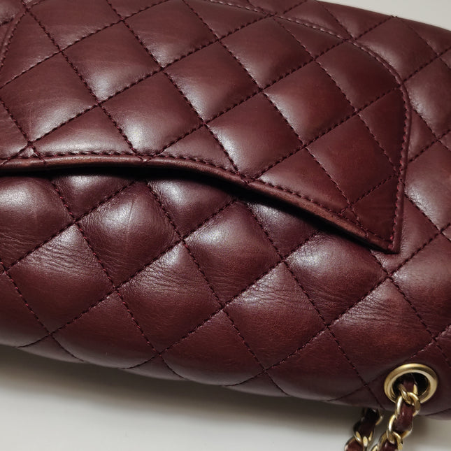 Chanel Rock The Corner Mini Flap Bag Burgundy Calfskin Leather Gold Hardware Corners 2017-18