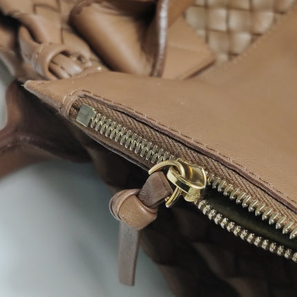 Bottega Veneta Cabat Tote Intreccio Leather Tan Brown 40cm