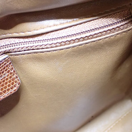 Lady Dior Medium Brown Lizard Skin Leather Handbag with Gold Hardware