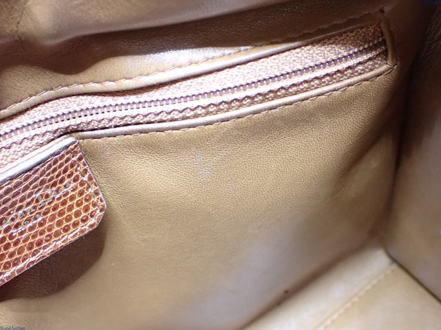 Lady Dior Medium Brown Lizard Skin Leather Handbag with Gold Hardware