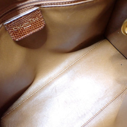 Lady Dior Medium Brown Lizard Skin Leather Handbag with Gold Hardware