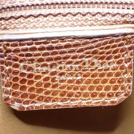 Lady Dior Medium Brown Lizard Skin Leather Handbag with Gold Hardware