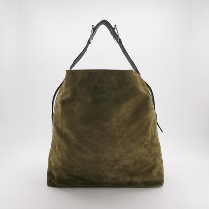 Gucci Beatrix Large Tote Bag Dark Green Suede Leather