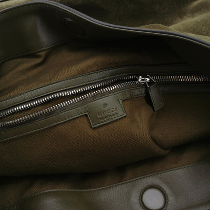 Gucci Beatrix Large Tote Bag Dark Green Suede Leather
