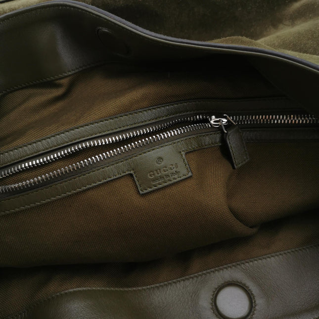 Gucci Beatrix Large Tote Bag Dark Green Suede Leather