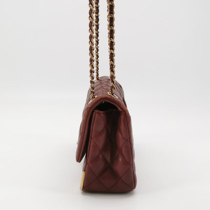 Chanel Rock The Corner Mini Flap Bag Burgundy Calfskin Leather Gold Hardware Corners 2017-18