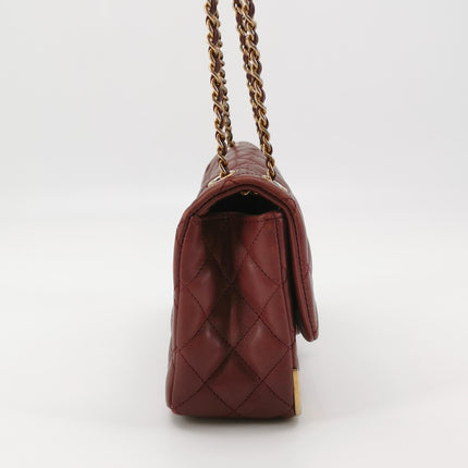 Chanel Rock The Corner Mini Flap Bag Burgundy Calfskin Leather Gold Hardware Corners 2017-18