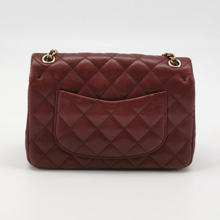 Chanel Rock The Corner Mini Flap Bag Burgundy Calfskin Leather Gold Hardware Corners 2017-18
