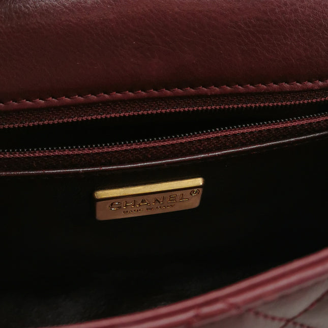 Chanel Rock The Corner Mini Flap Bag Burgundy Calfskin Leather Gold Hardware Corners 2017-18