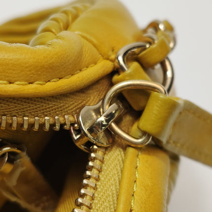 Chanel Round Camera Bag Yellow Quilted Lambskin Leather Silver Hardware