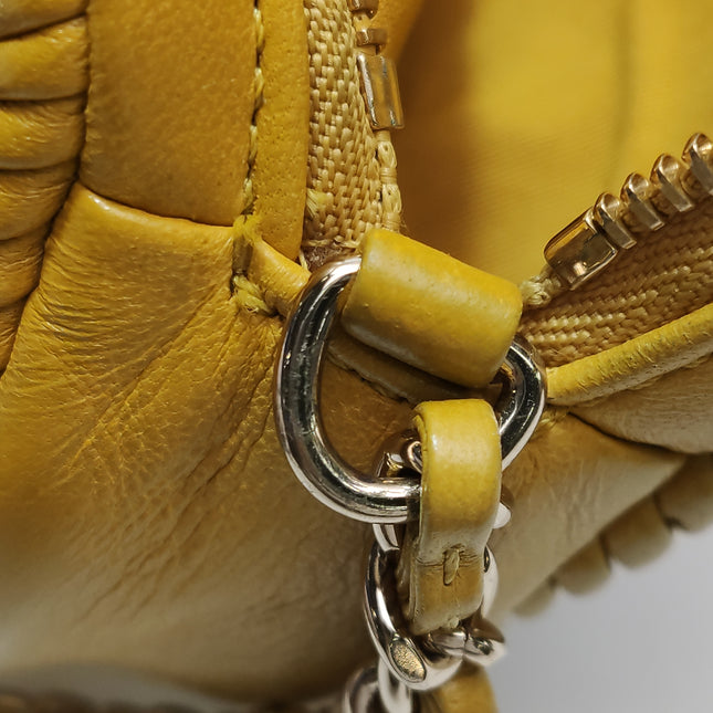 Chanel Round Camera Bag Yellow Quilted Lambskin Leather Silver Hardware