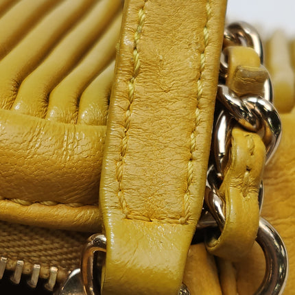 Chanel Round Camera Bag Yellow Quilted Lambskin Leather Silver Hardware