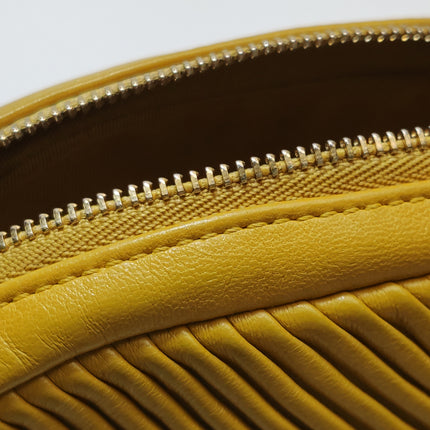 Chanel Round Camera Bag Yellow Quilted Lambskin Leather Silver Hardware
