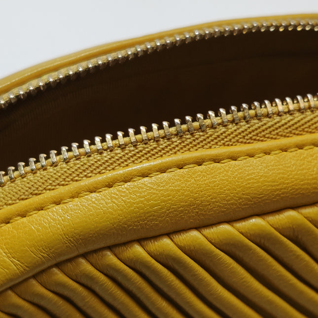 Chanel Round Camera Bag Yellow Quilted Lambskin Leather Silver Hardware