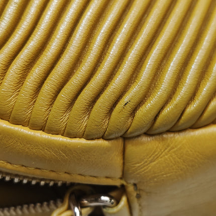 Chanel Round Camera Bag Yellow Quilted Lambskin Leather Silver Hardware