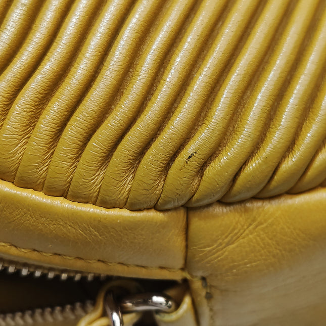 Chanel Round Camera Bag Yellow Quilted Lambskin Leather Silver Hardware