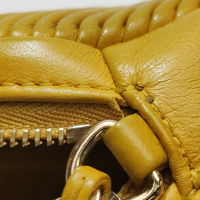 Chanel Round Camera Bag Yellow Quilted Lambskin Leather Silver Hardware