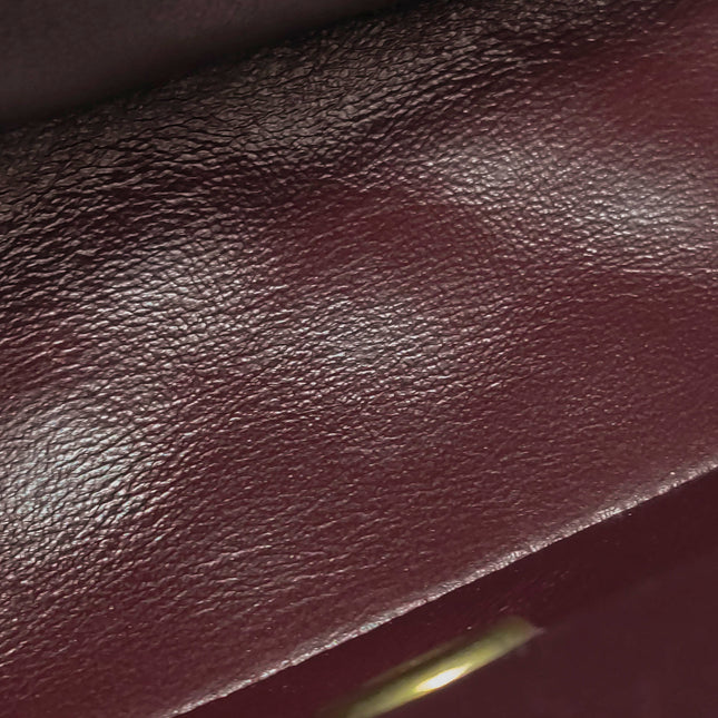 Chanel Rock The Corner Mini Flap Bag Burgundy Calfskin Leather Gold Hardware Corners 2017-18