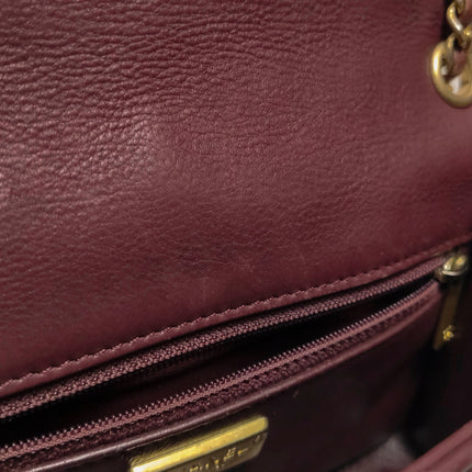Chanel Rock The Corner Mini Flap Bag Burgundy Calfskin Leather Gold Hardware Corners 2017-18