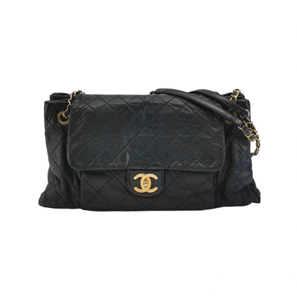 Chanel Chic Quilt Flap Large Black Leather Gold Hardware Shoulder Bag