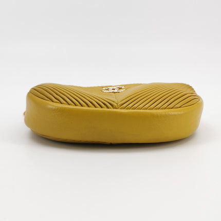 Chanel Round Camera Bag Yellow Quilted Lambskin Leather Silver Hardware