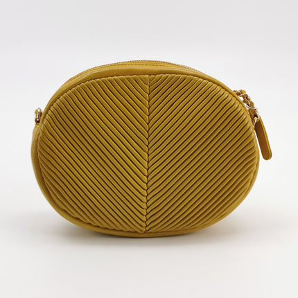 Chanel Round Camera Bag Yellow Quilted Lambskin Leather Silver Hardware