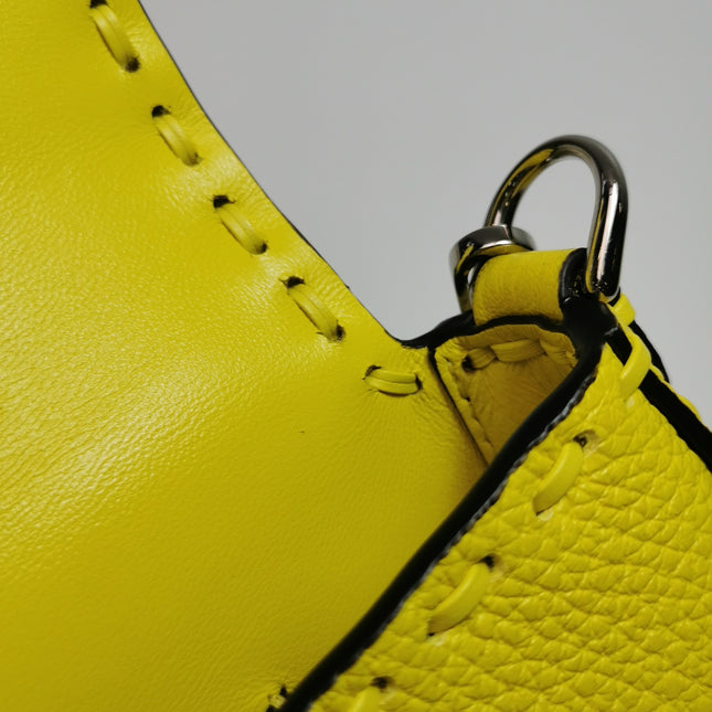 Fendi Baguette Mini Selleria Lemon Yellow Calfskin Leather Crossbody Bag