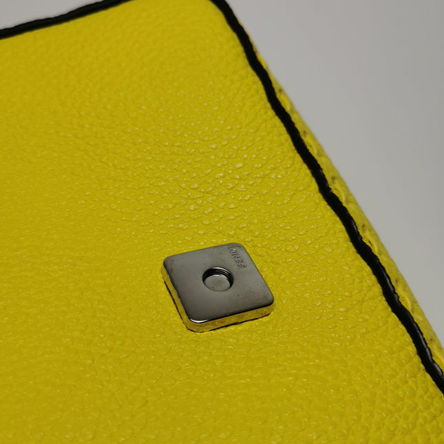 Fendi Baguette Mini Selleria Lemon Yellow Calfskin Leather Crossbody Bag