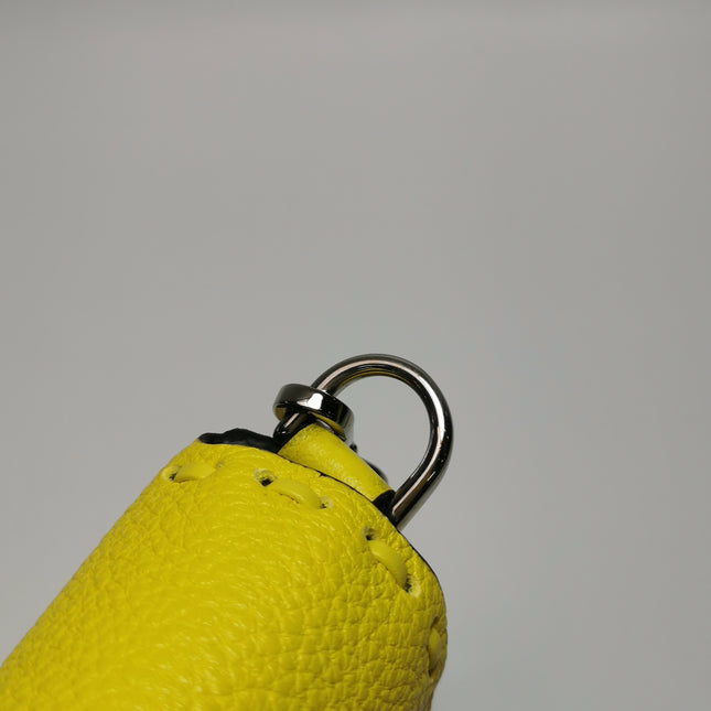 Fendi Baguette Mini Selleria Lemon Yellow Calfskin Leather Crossbody Bag