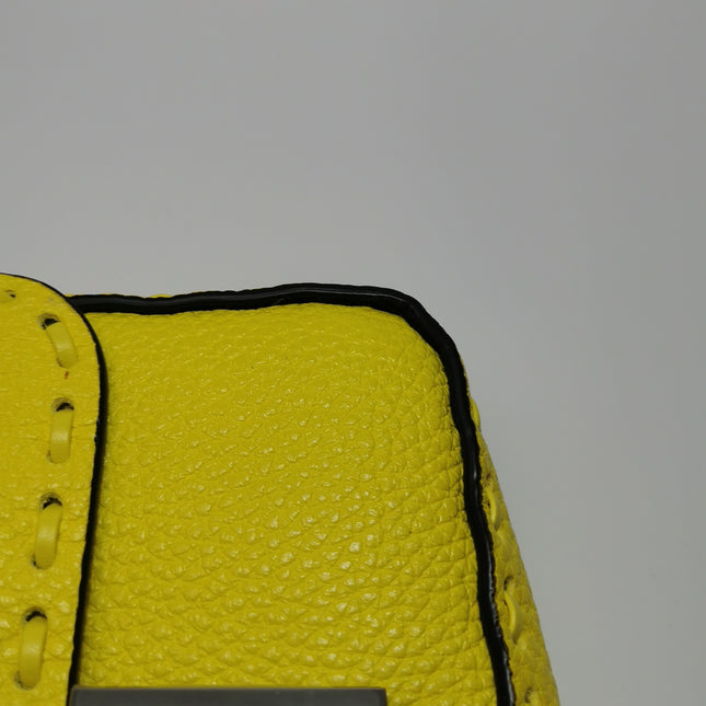 Fendi Baguette Mini Selleria Lemon Yellow Calfskin Leather Crossbody Bag