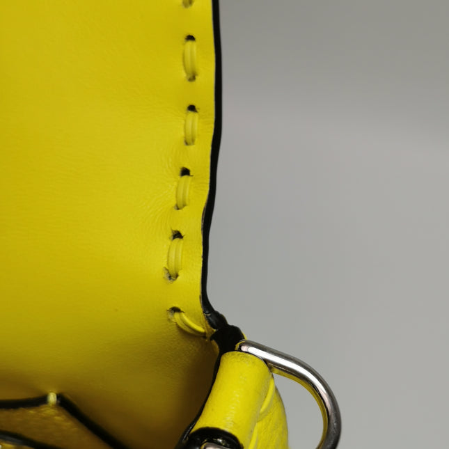 Fendi Baguette Mini Selleria Lemon Yellow Calfskin Leather Crossbody Bag