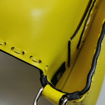Fendi Baguette Mini Selleria Lemon Yellow Calfskin Leather Crossbody Bag
