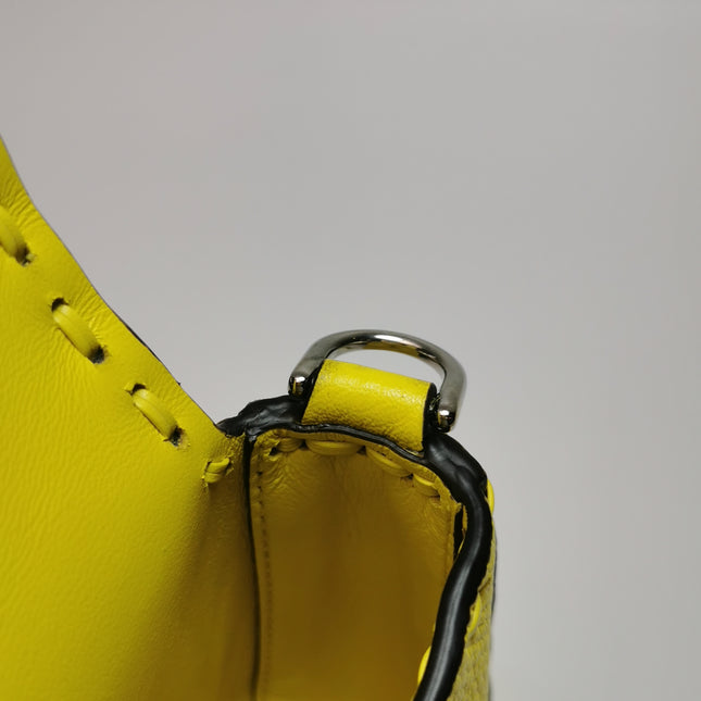 Fendi Baguette Mini Selleria Lemon Yellow Calfskin Leather Crossbody Bag