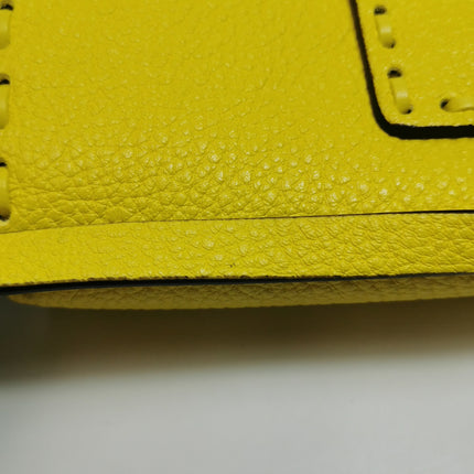 Fendi Baguette Mini Selleria Lemon Yellow Calfskin Leather Crossbody Bag