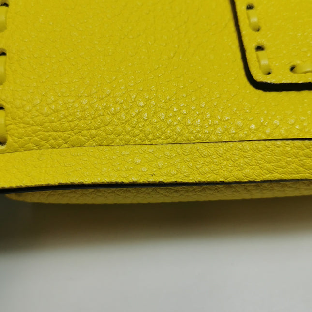 Fendi Baguette Mini Selleria Lemon Yellow Calfskin Leather Crossbody Bag