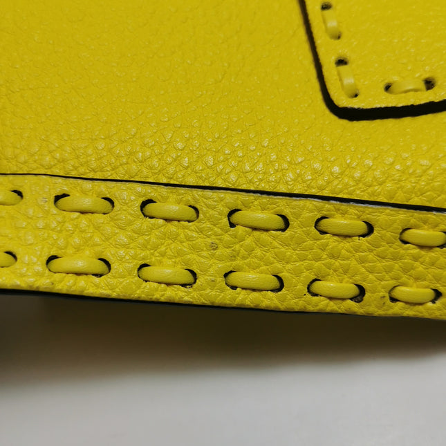 Fendi Baguette Mini Selleria Lemon Yellow Calfskin Leather Crossbody Bag