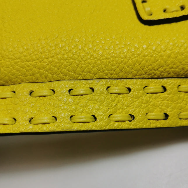 Fendi Baguette Mini Selleria Lemon Yellow Calfskin Leather Crossbody Bag