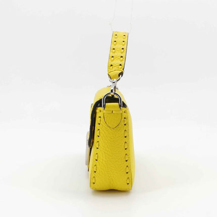 Fendi Baguette Mini Selleria Lemon Yellow Calfskin Leather Crossbody Bag
