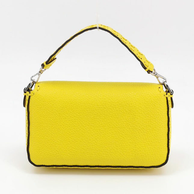 Fendi Baguette Mini Selleria Lemon Yellow Calfskin Leather Crossbody Bag