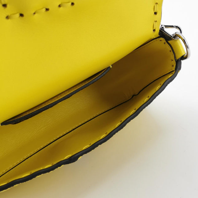 Fendi Baguette Mini Selleria Lemon Yellow Calfskin Leather Crossbody Bag