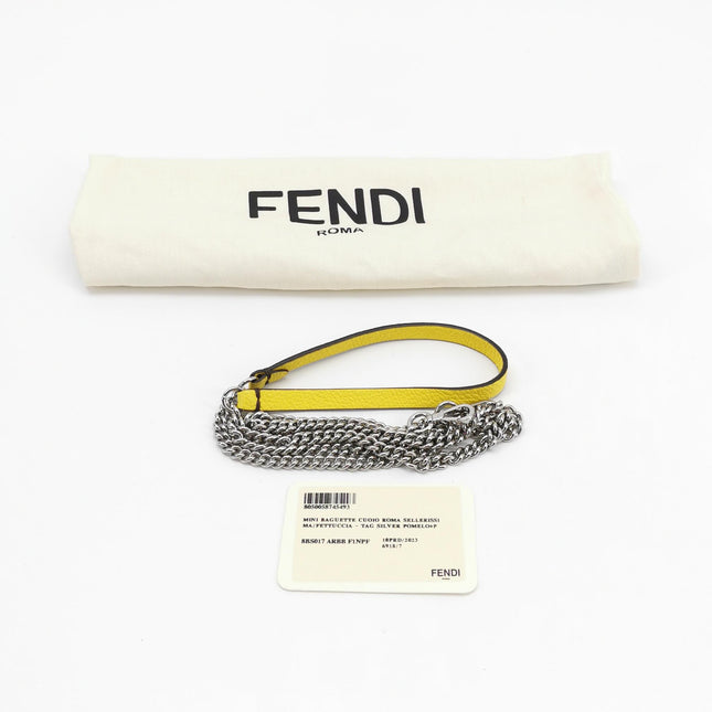 Fendi Baguette Mini Selleria Lemon Yellow Calfskin Leather Crossbody Bag