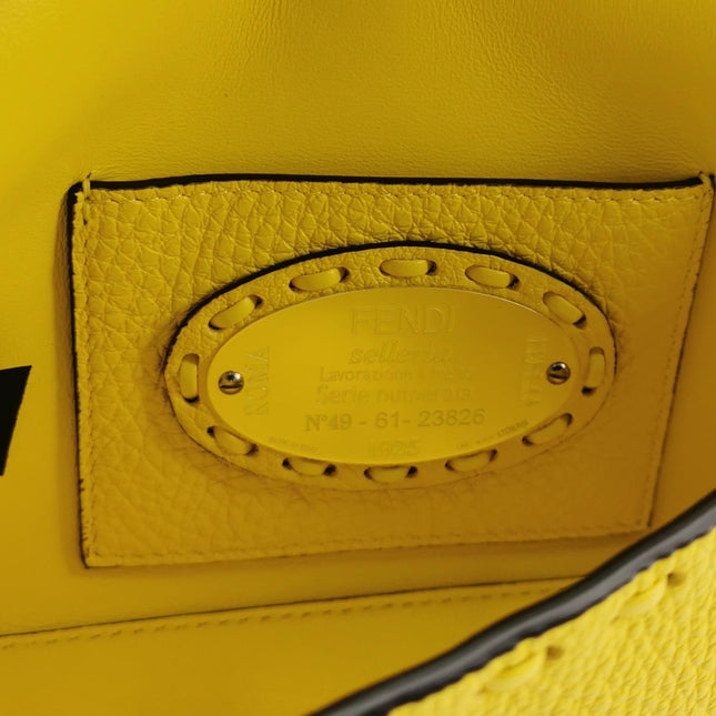 Fendi Baguette Mini Selleria Lemon Yellow Calfskin Leather Crossbody Bag