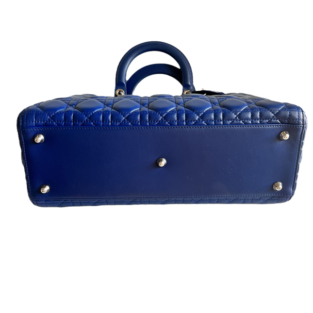 Sold Lady Dior Large Bag Navy Lambskin Cannage Leather