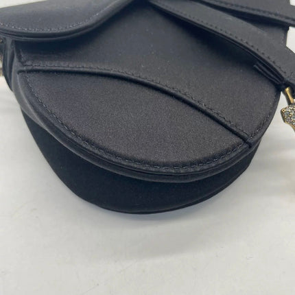 Dior Saddle Mini Silk Handbag Black with crystals