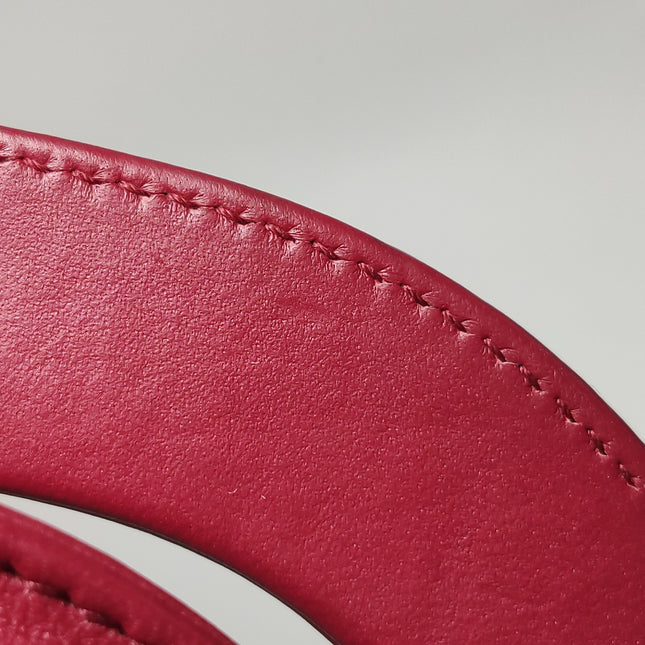 Lady Dior Mini Cuir d'Agneau Rouge Chaîne Bandoulière Métal Doré