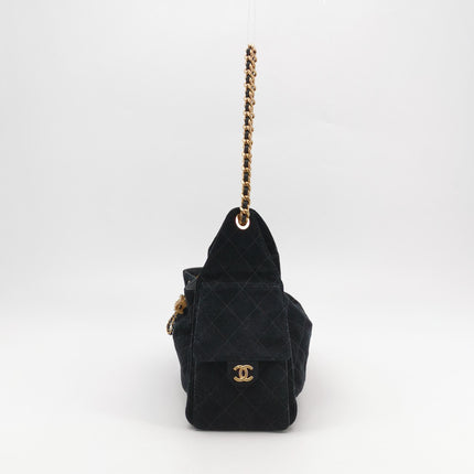 Chanel Wallet on Chain Classique rabat en cuir grainé noir, finition argentée