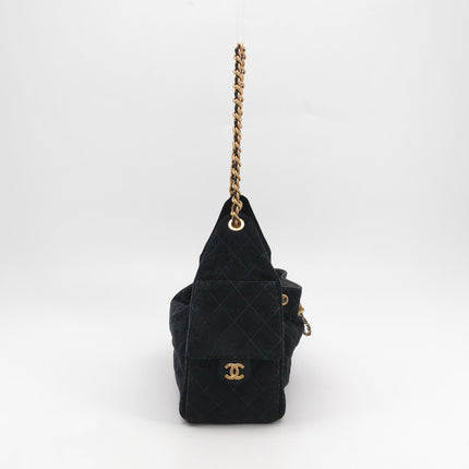 Chanel Wallet on Chain Classique rabat en cuir grainé noir, finition argentée